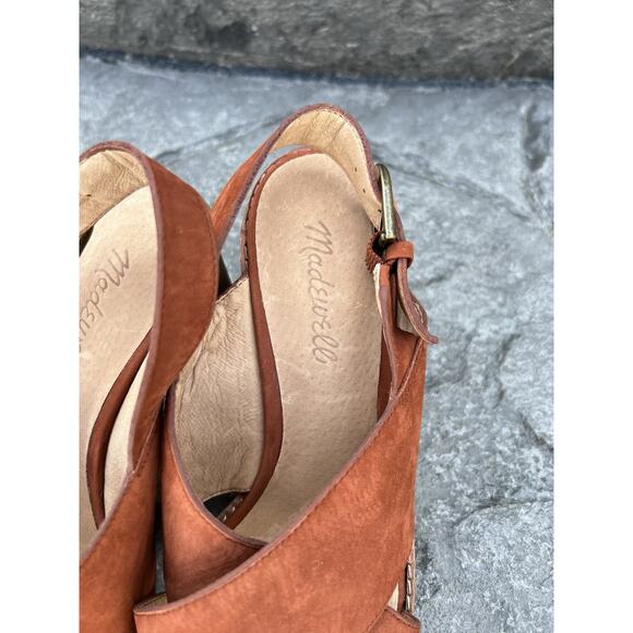 Madewell Ruthie Criss Cross Sandal Women’s 7.5 Leather Sling Back 3 Inch Heel - Picture 11 of 14